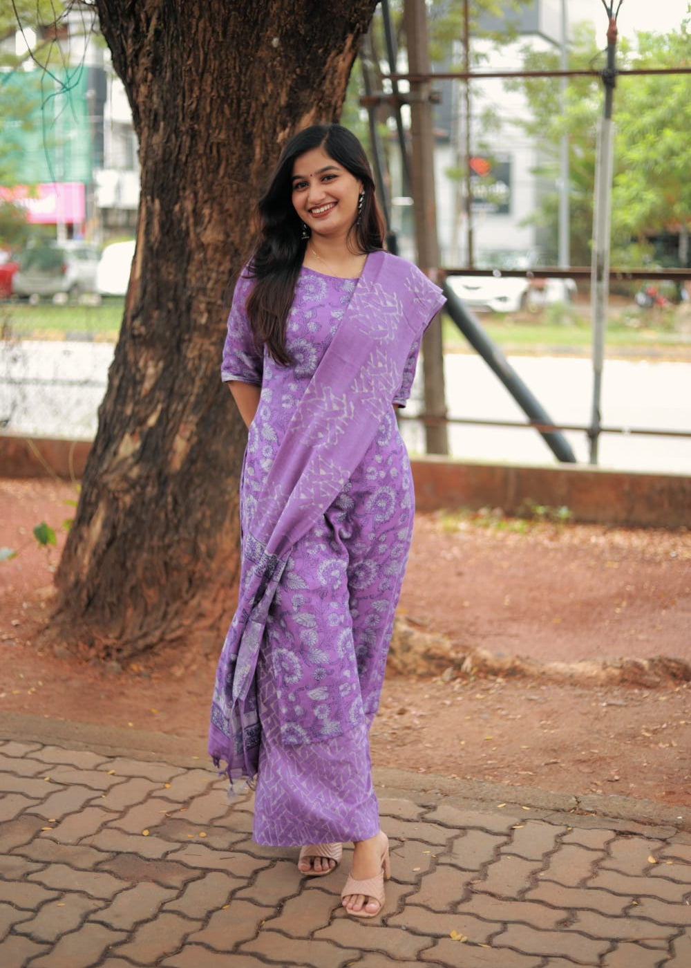 "Mohini" - Purple Linen cotton set