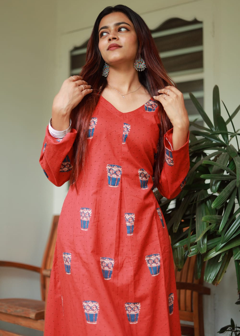 "Aashi" - The red block printed kurta