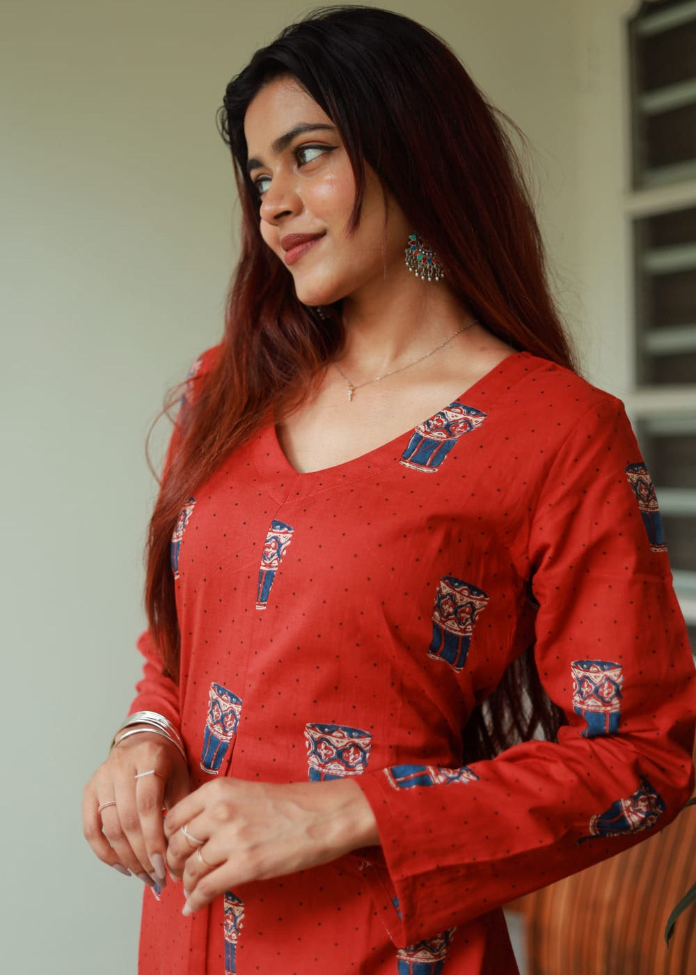 "Aashi" - The red block printed kurta