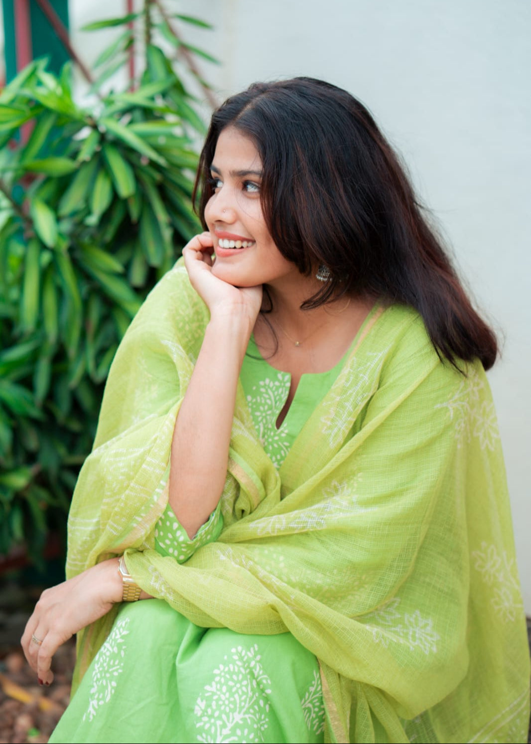 " Khushi" - Vibrant Green 3 Pcs set
