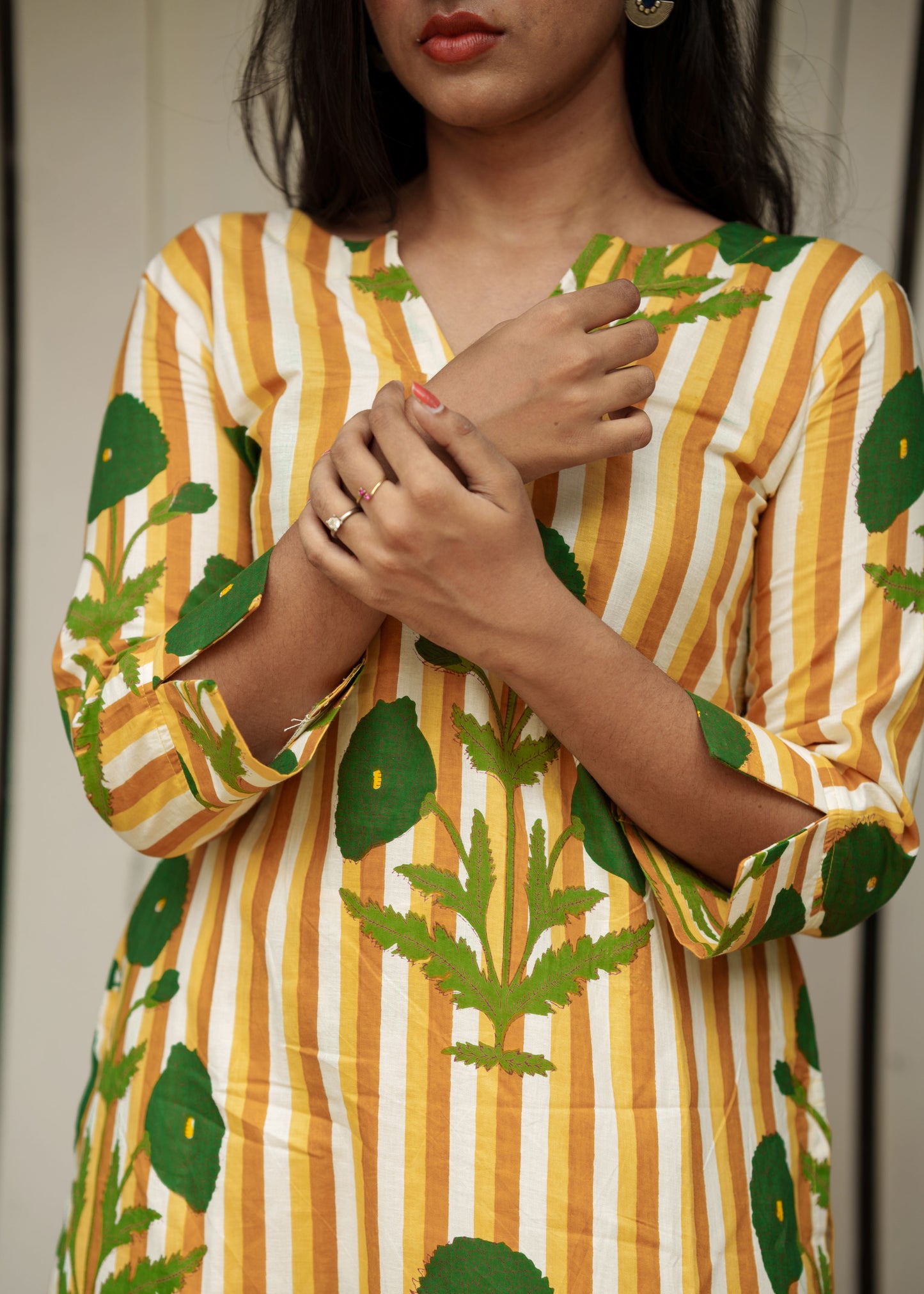 " Bagh" - Yellow striped coord set