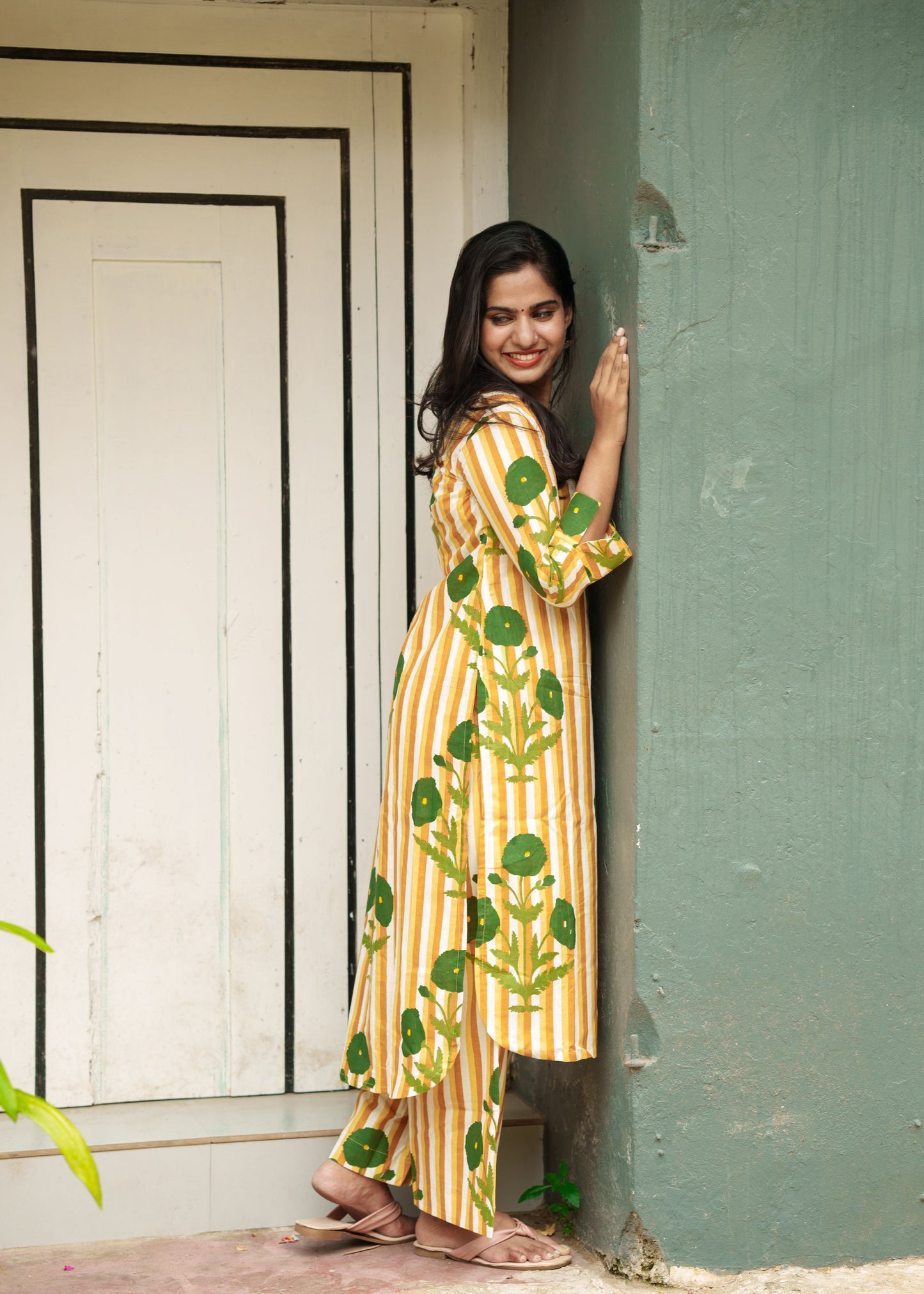 " Bagh" - Yellow striped coord set