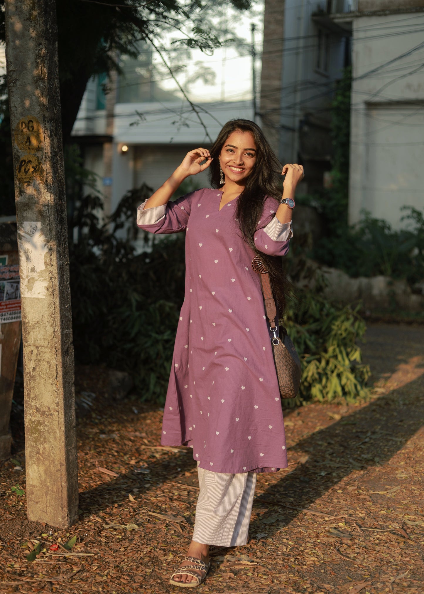 Kashish - Purple handloom Kurta Palazzo set