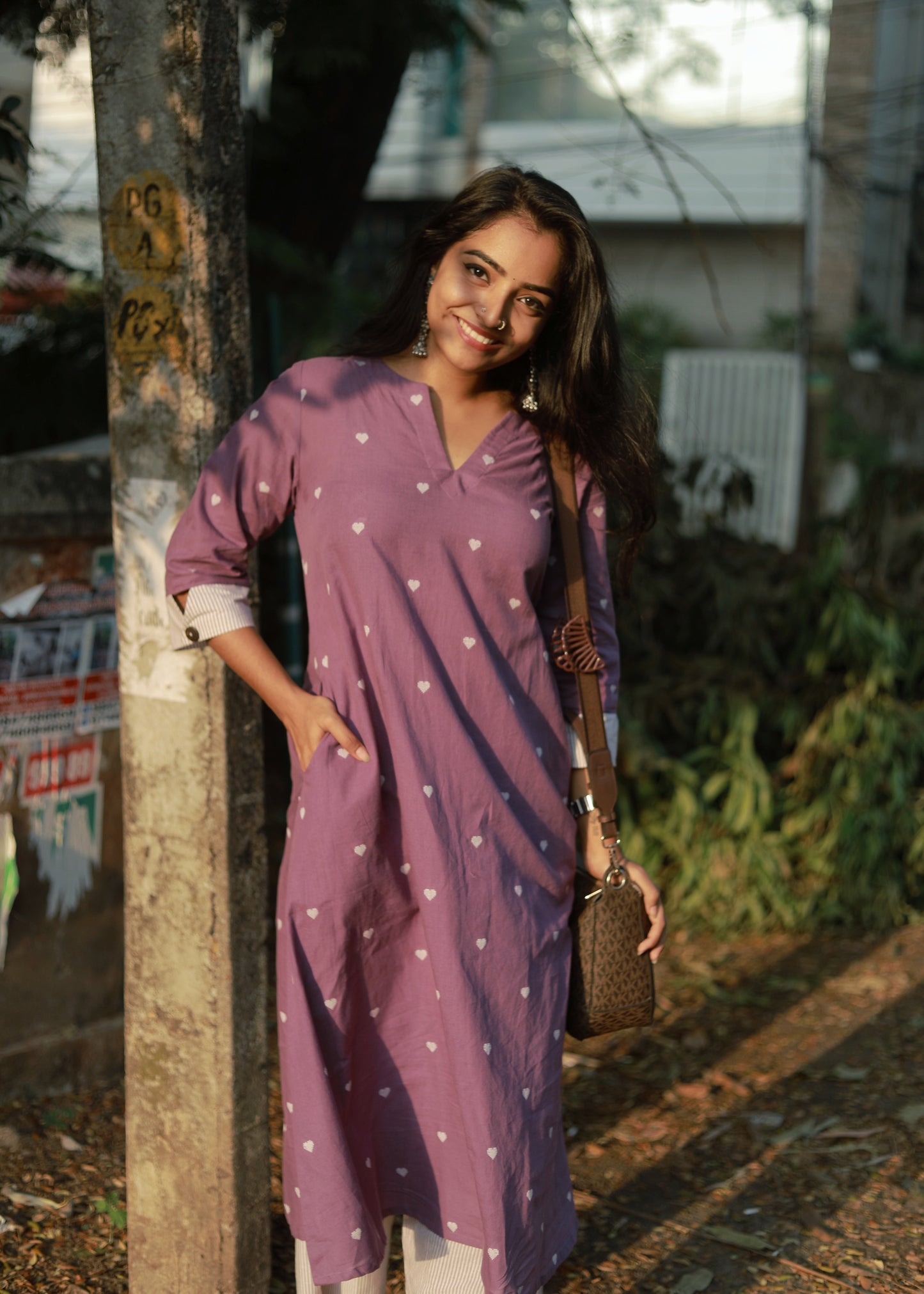 Kashish - Purple handloom Kurta Palazzo set