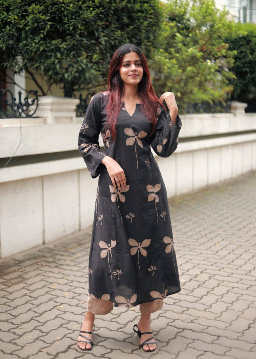 " Kamal" - The Dabu cotton Aline kurta