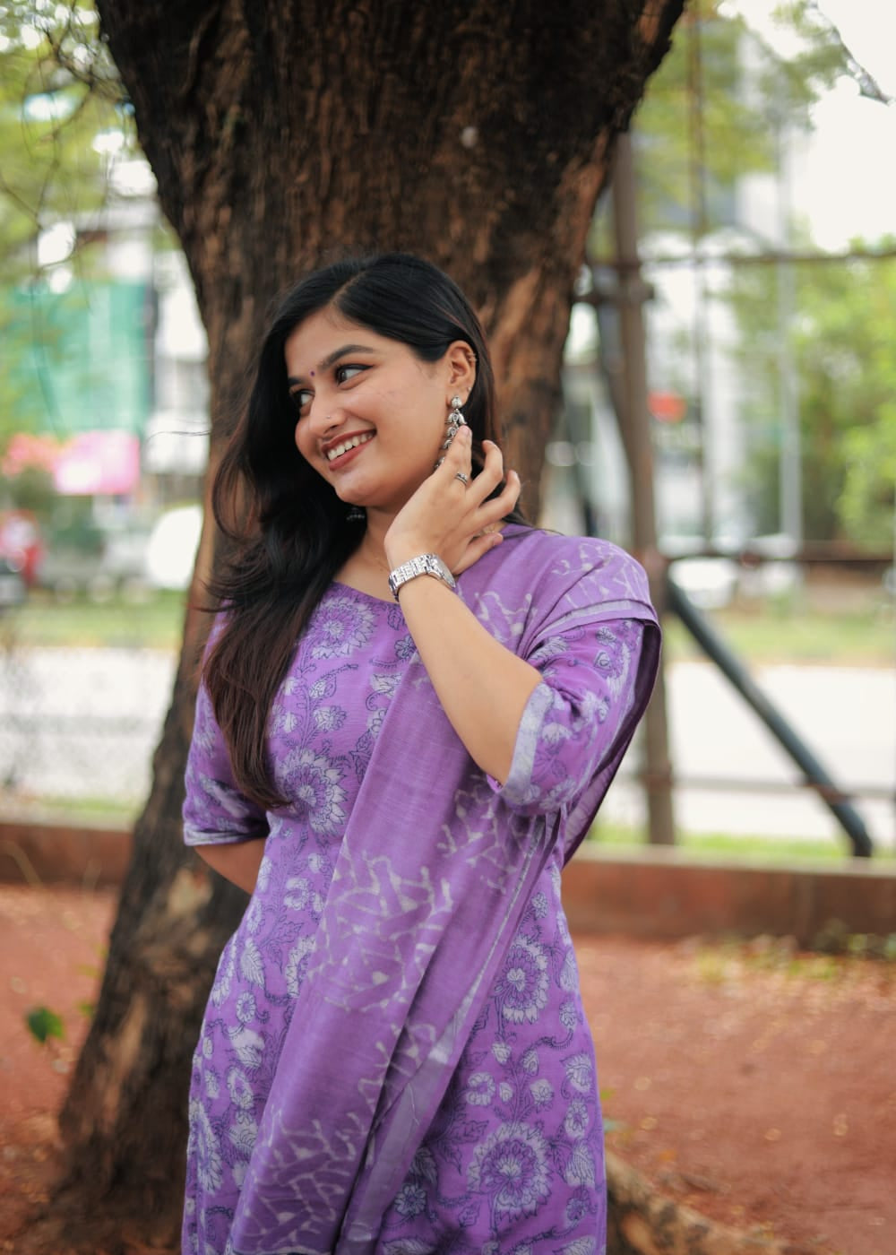 "Mohini" - Purple Linen cotton set