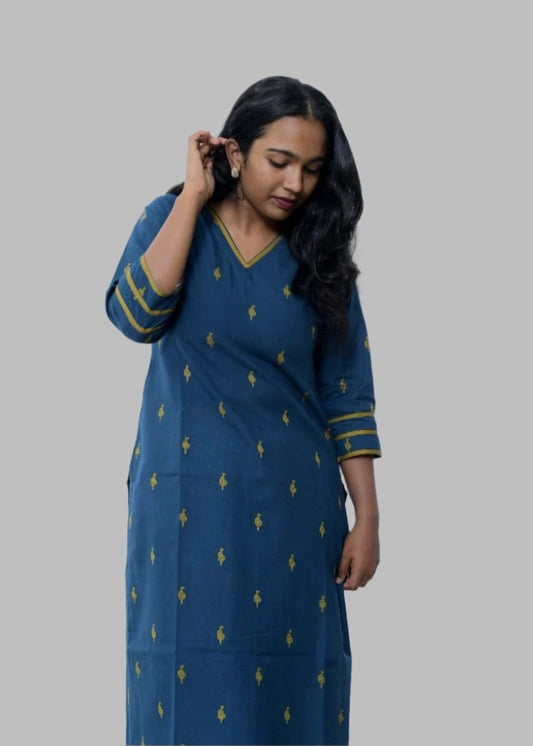 "Neel"Handloom cotton woven Kurta