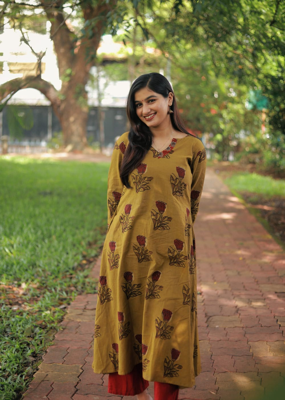 " Saanjh" - Pure Block printed kurta with Ajrak patch