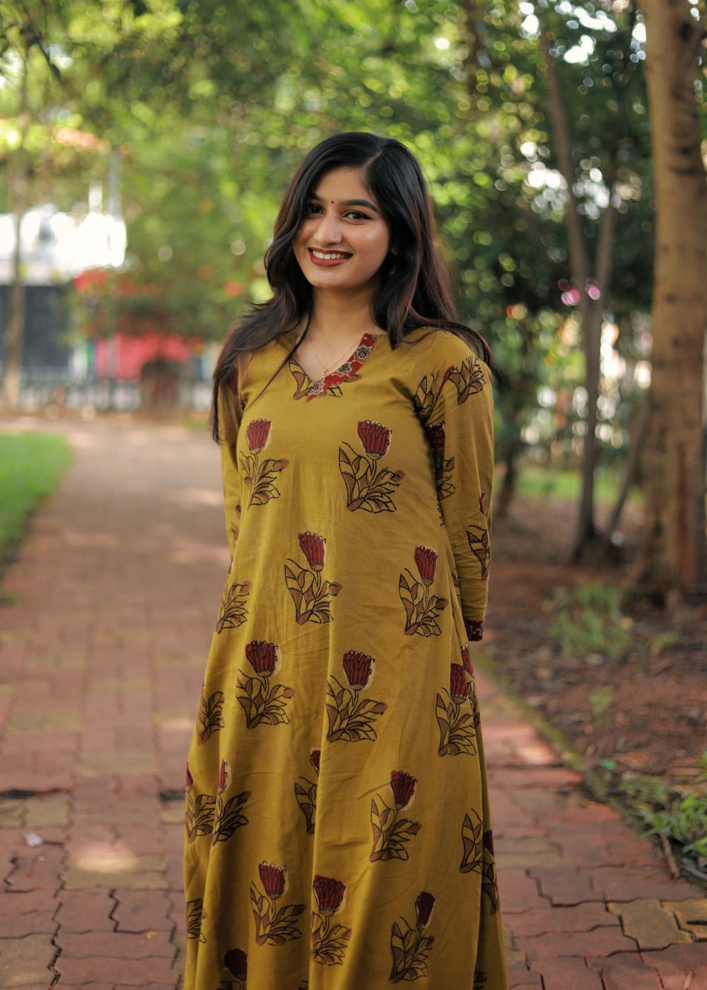 " Saanjh" - Pure Block printed kurta with Ajrak patch