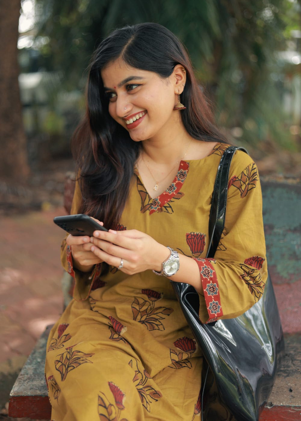 " Saanjh" - Pure Block printed kurta with Ajrak patch