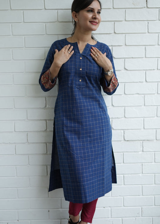 Blue Handloom cotton kurta