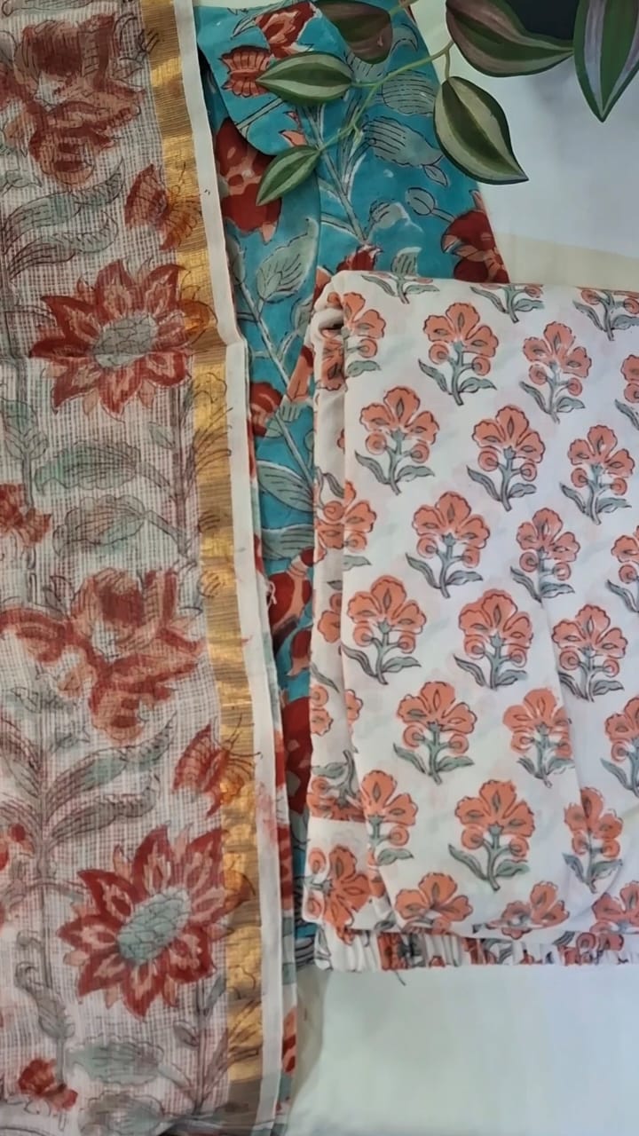 Bagh Blue floral kurta set