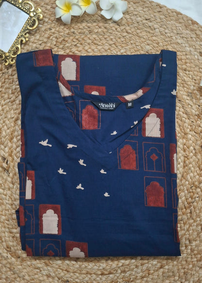 " JHAROKA" - the blue ajrak printed kurta