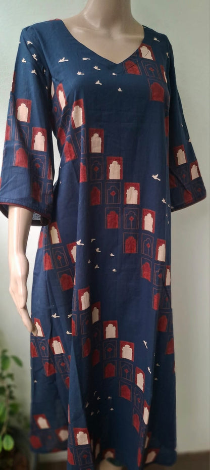 " JHAROKA" - the blue ajrak printed kurta