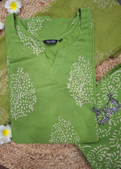 " Khushi" - Vibrant Green 3 Pcs set