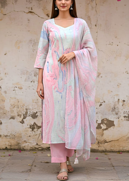 Geet - Pink Marble printed set