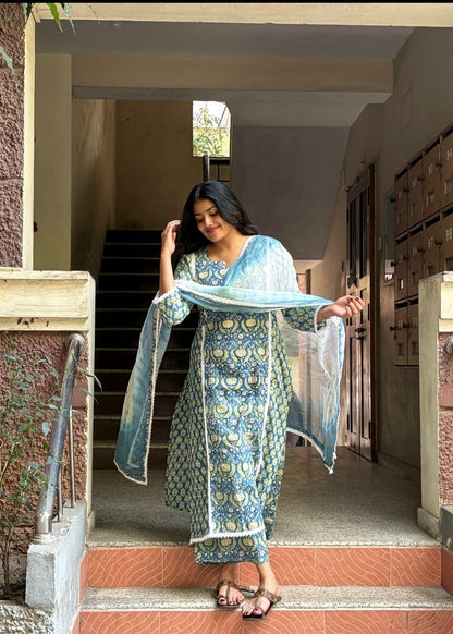 Nitara - The blue block printed set