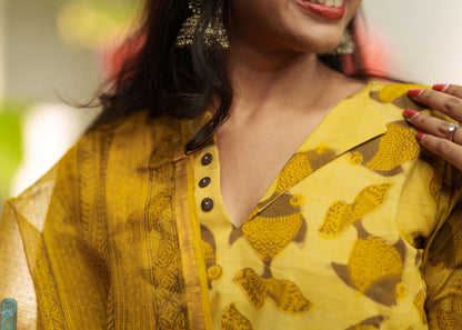 "Mehar" - handblocked kurta set