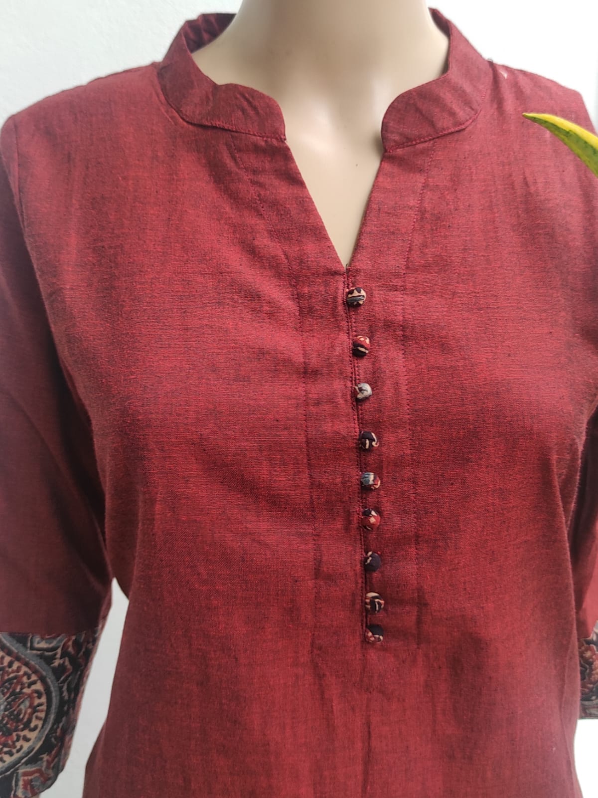 Brick Red to Marron Tone Pure Cotton Kurta | Indian Ethnic Work Wear ...