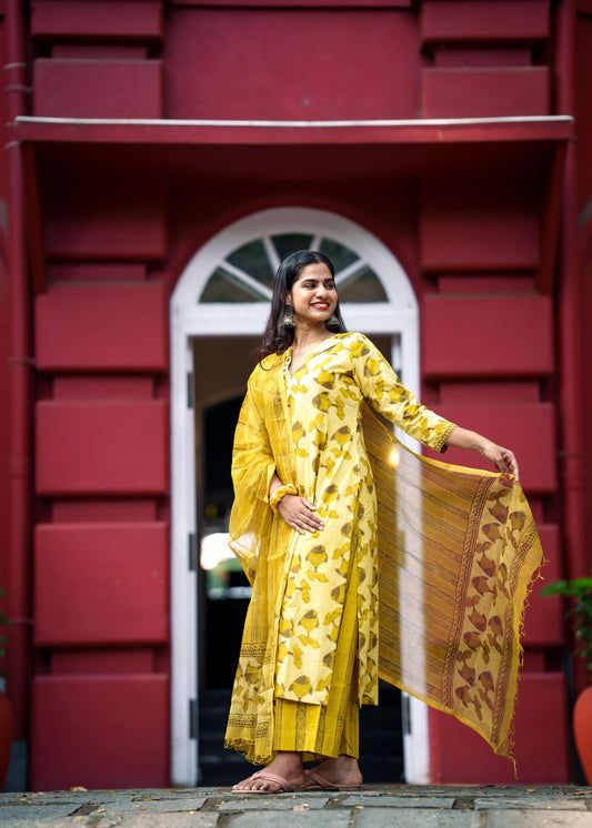 "Mehar" - handblocked kurta set