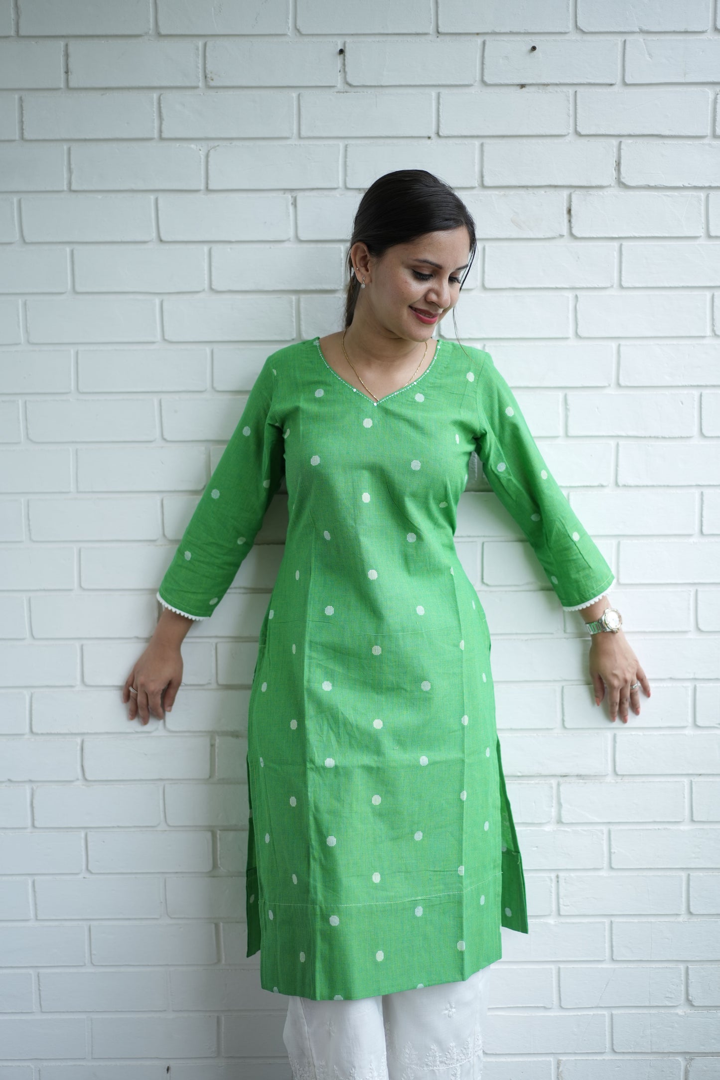 Jacquard cotton kurta