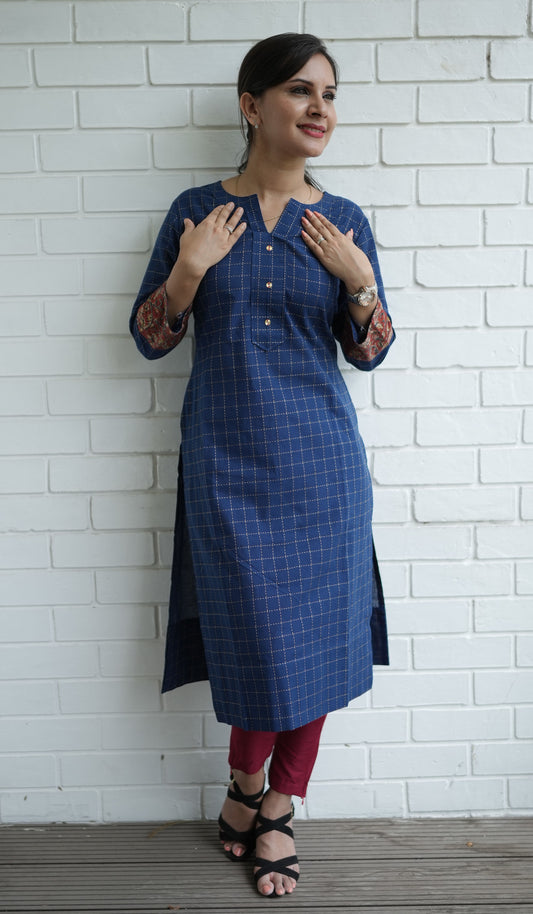 Blue Handloom cotton kurta