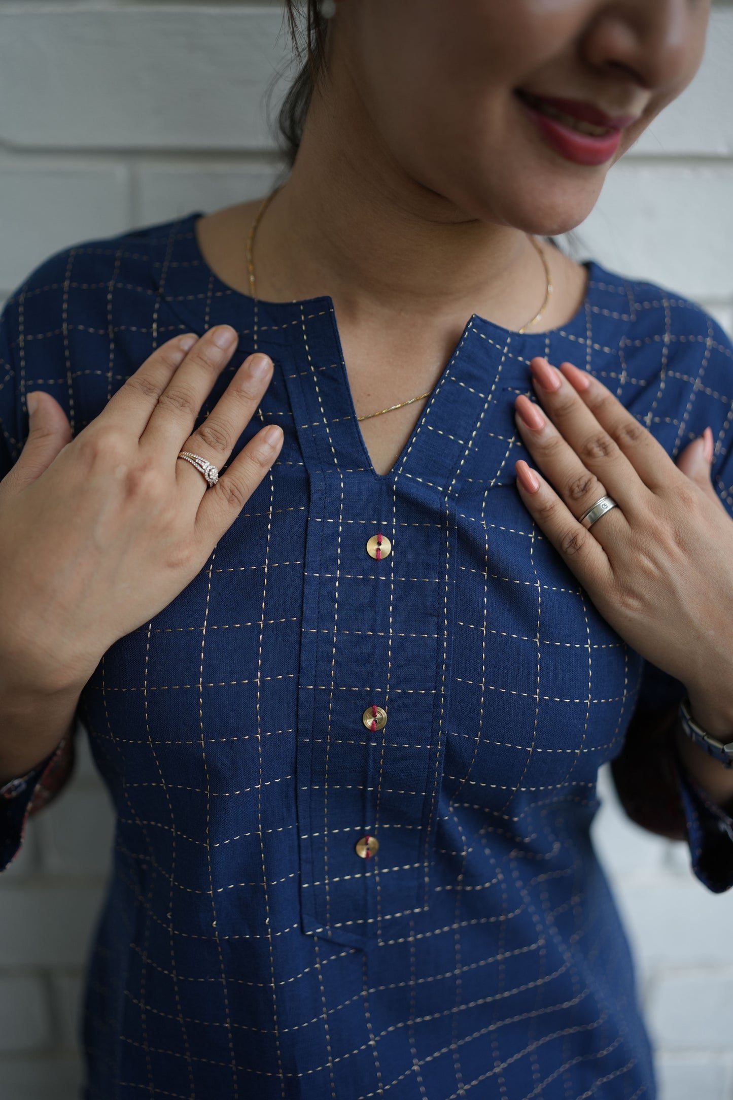 Blue Handloom cotton kurta