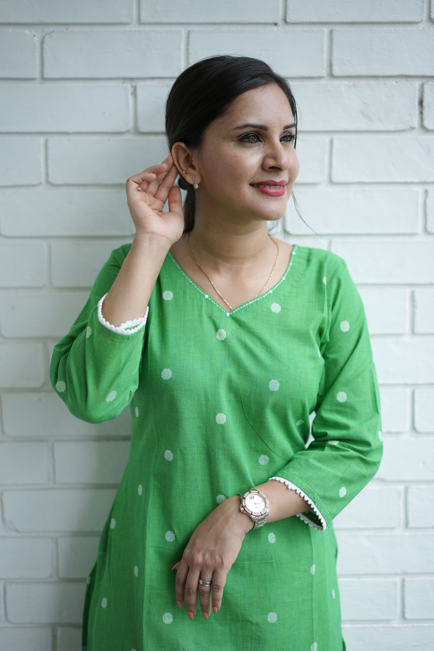 Jacquard cotton kurta