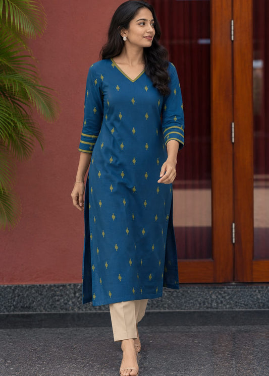"Neel"Handloom cotton woven Kurta