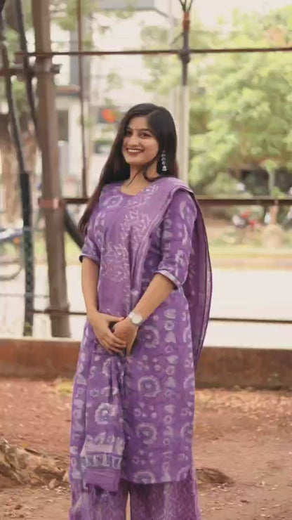 "Mohini" - Purple Linen cotton set